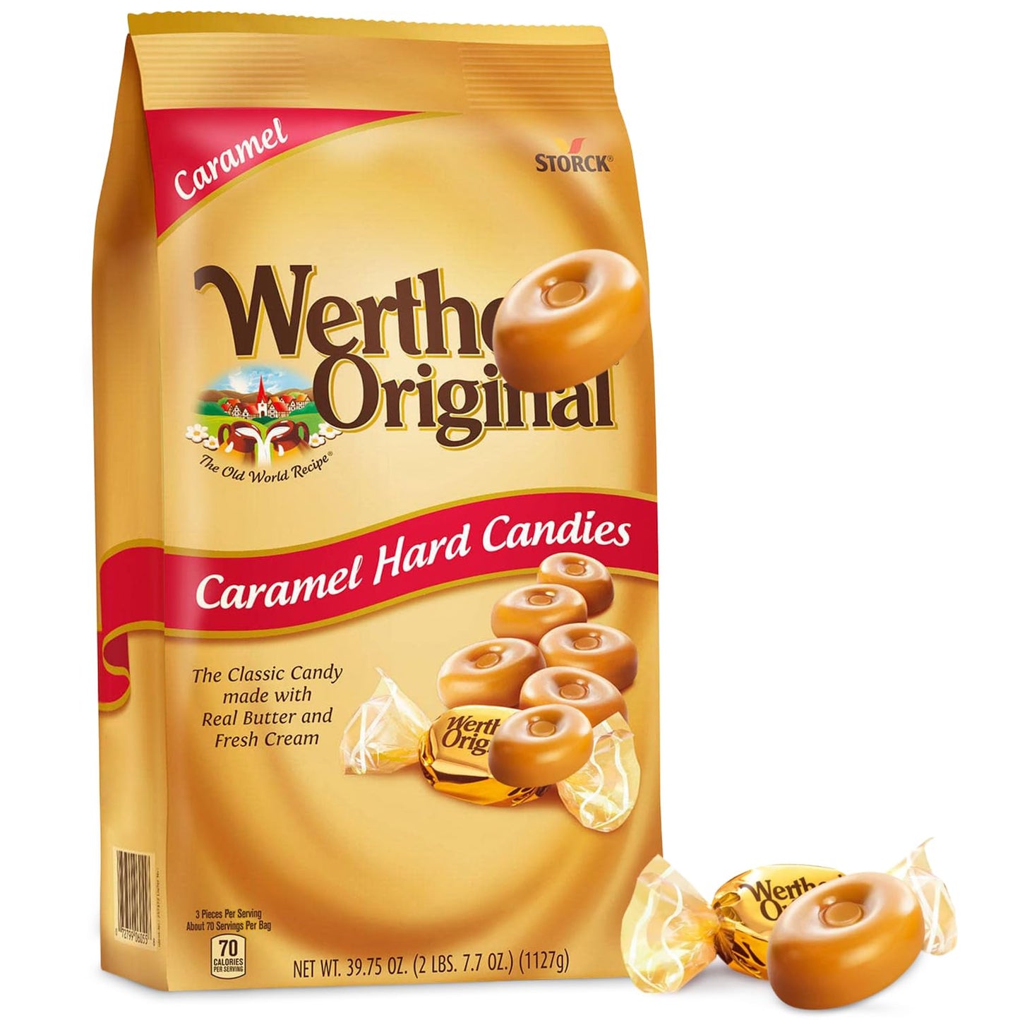 Original Caramel Hard Candy, 2.4Lbs Pack of Carmels Candy, Ideal for Sharing, Snacking, Parties and Gifting,
