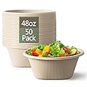 Homestockplus 48 Oz Disposable Bowls - Heavy Duty and Compostable Bowl - Made from Sugarcane and Bamboo Fibers, Microwave Safe - Large Paper Bowl
