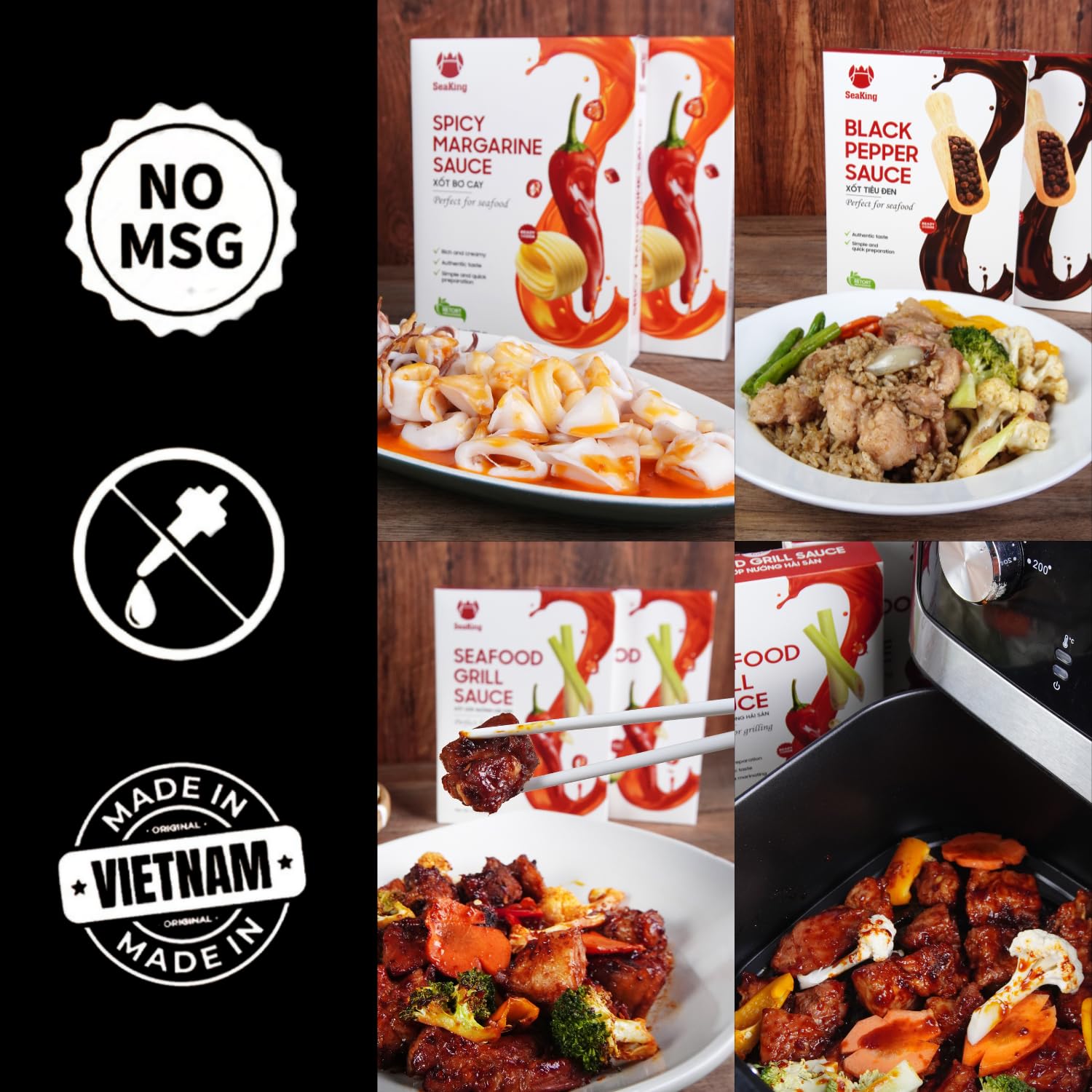 SeaKing Premium Vietnamese Sauce Collection - Perfect for Seafood & Grilling (1 Count, Spicy Margarine Sauce)