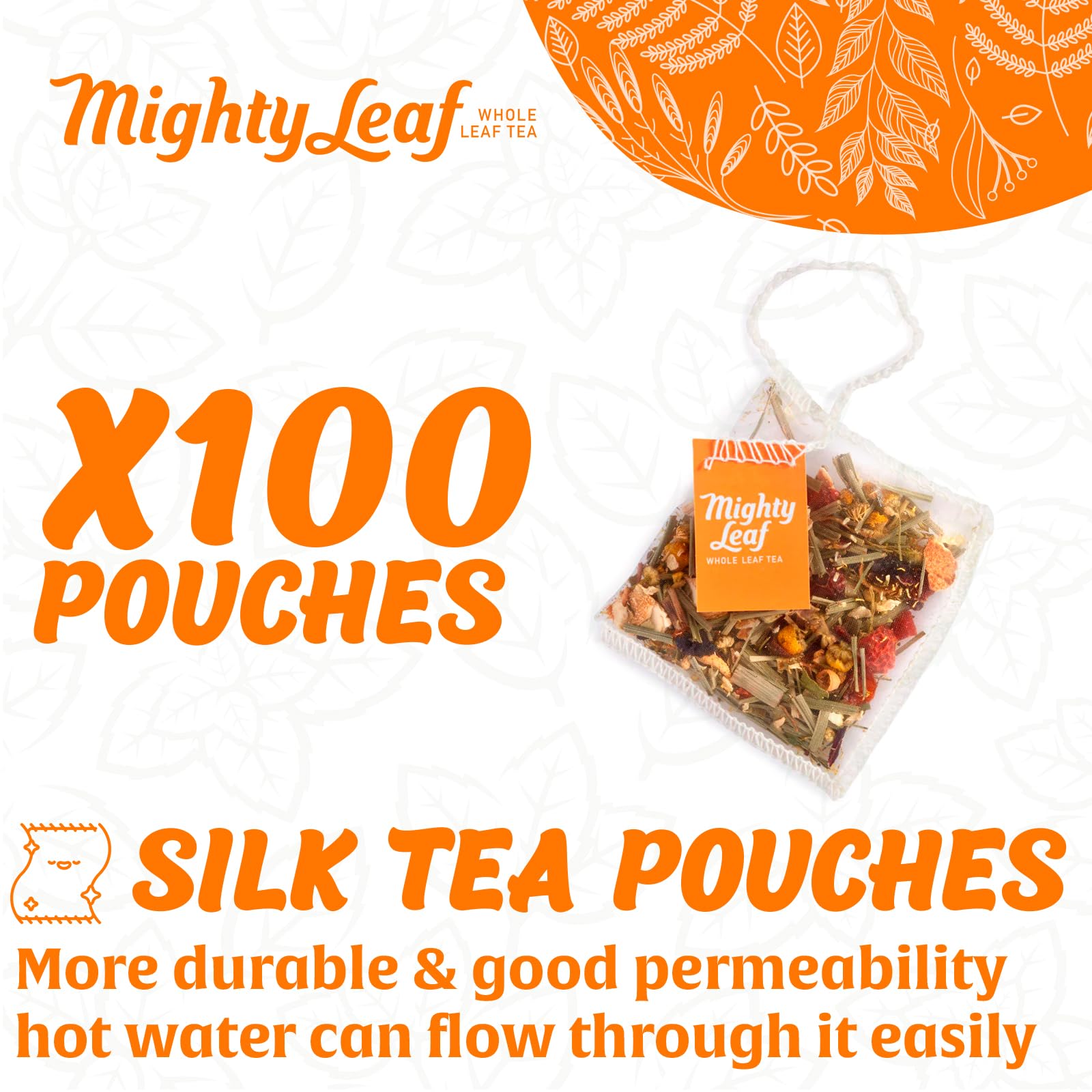 Mighty Leaf Chamomile Citrus Herbal Tea - 100 Count Tea Pouches - Caffeine-Free Blend with Chamomile, Orange Peel & Lemongrass - Calming Herbal Tea