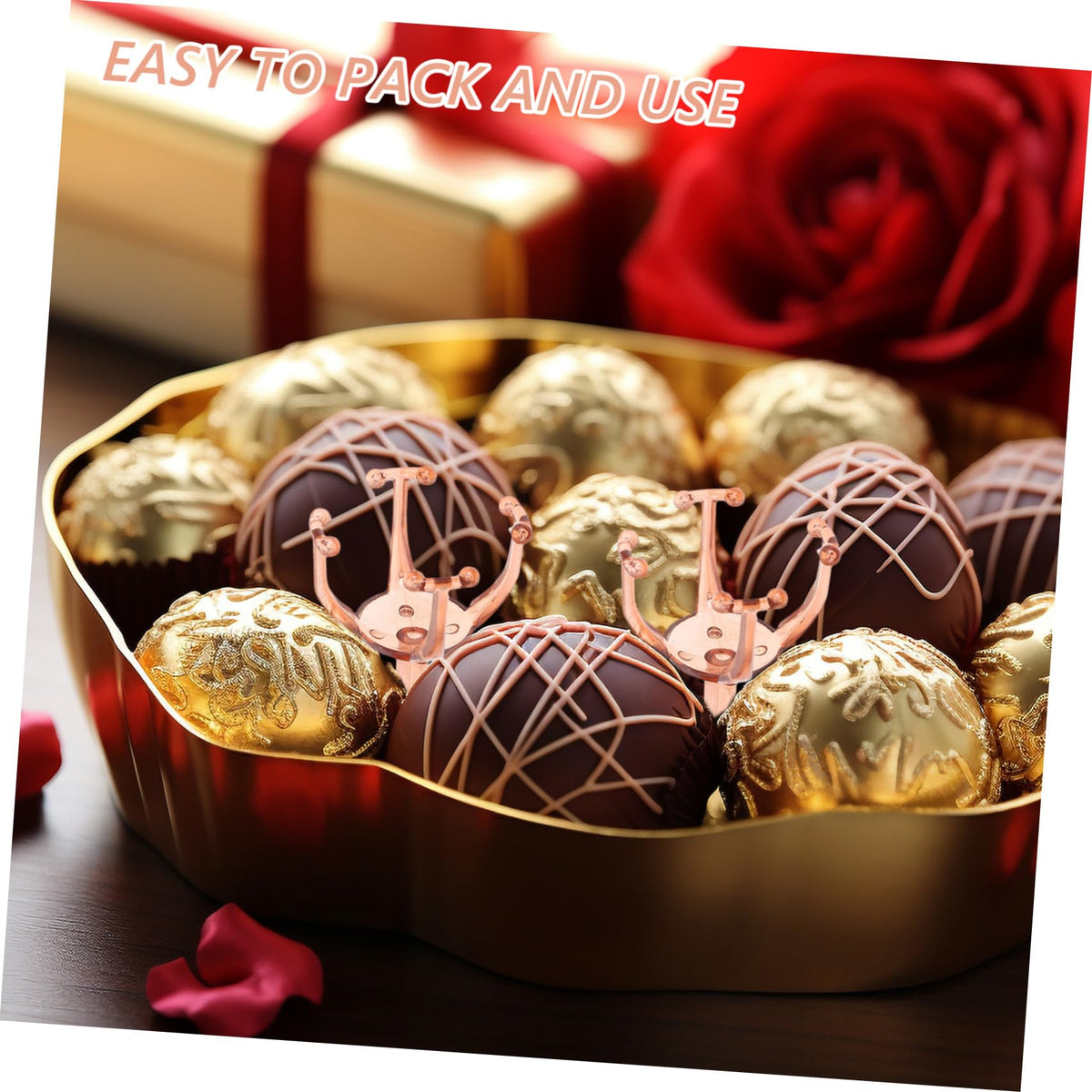TOPPERFUN 50pcs Chocolate Holder for Bouquet Plastic Candy Packaging Case for Valentine Day Birthday Wedding Decorations Chocolate Wrappers Support