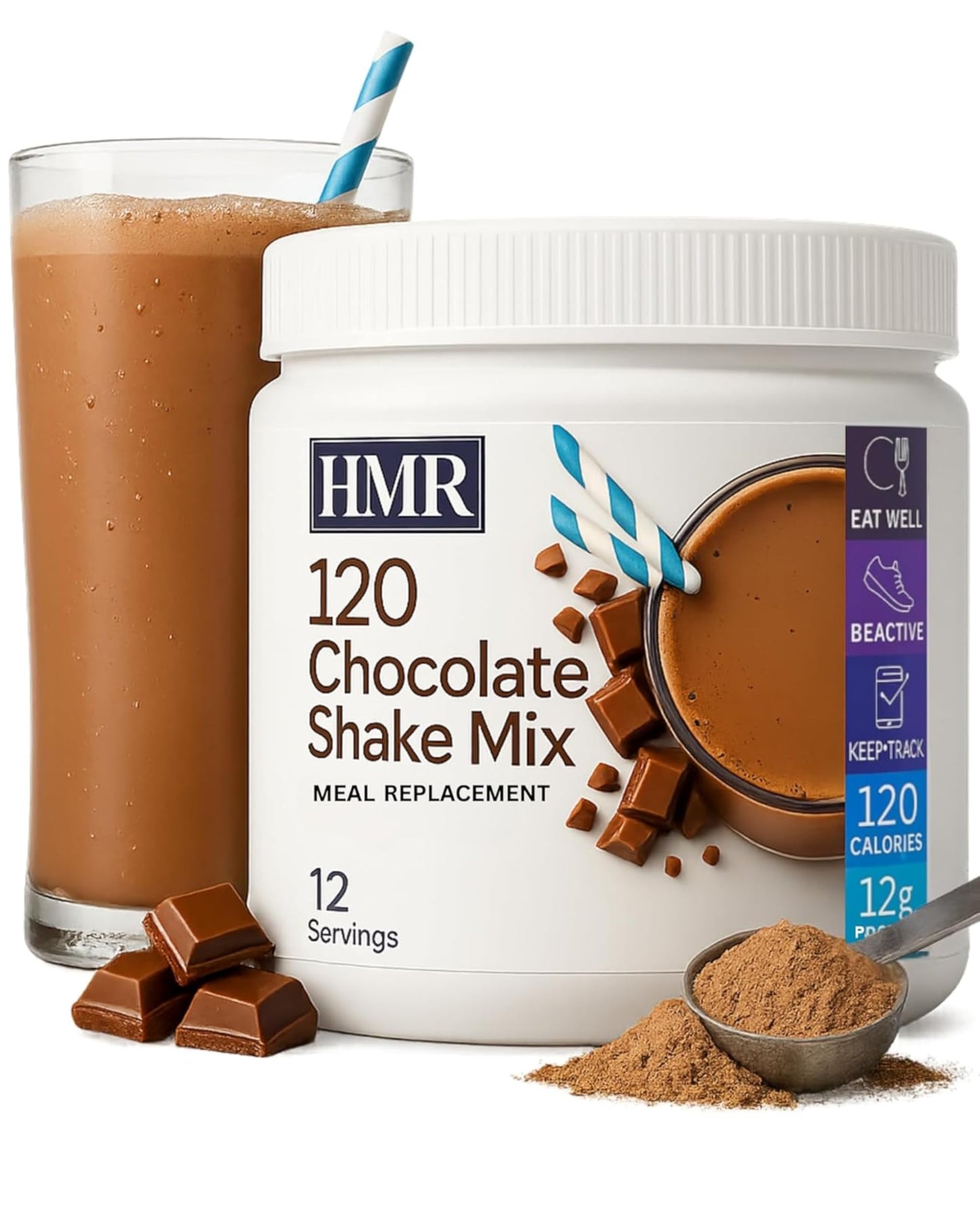 HMR 120 Chocolate Shake Meal Replacement Powder | Chocolate Shake Mix to Support Healthy Weight Loss | 12g of Protein | Nutritional Drink | Low