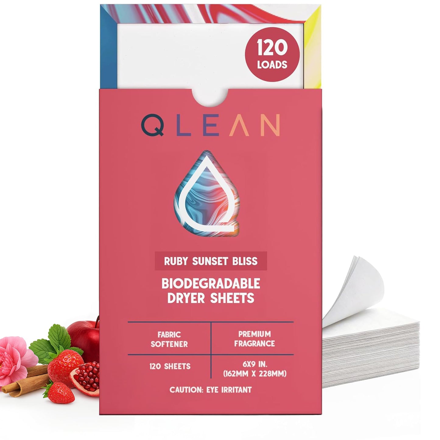 QLEAN Dryer Sheets | Natural Fabric Softener & Removes Static Cling | Vegan Laundry Softener | Soft, Fresh Laundry, Perfect for Clothes and Beddings