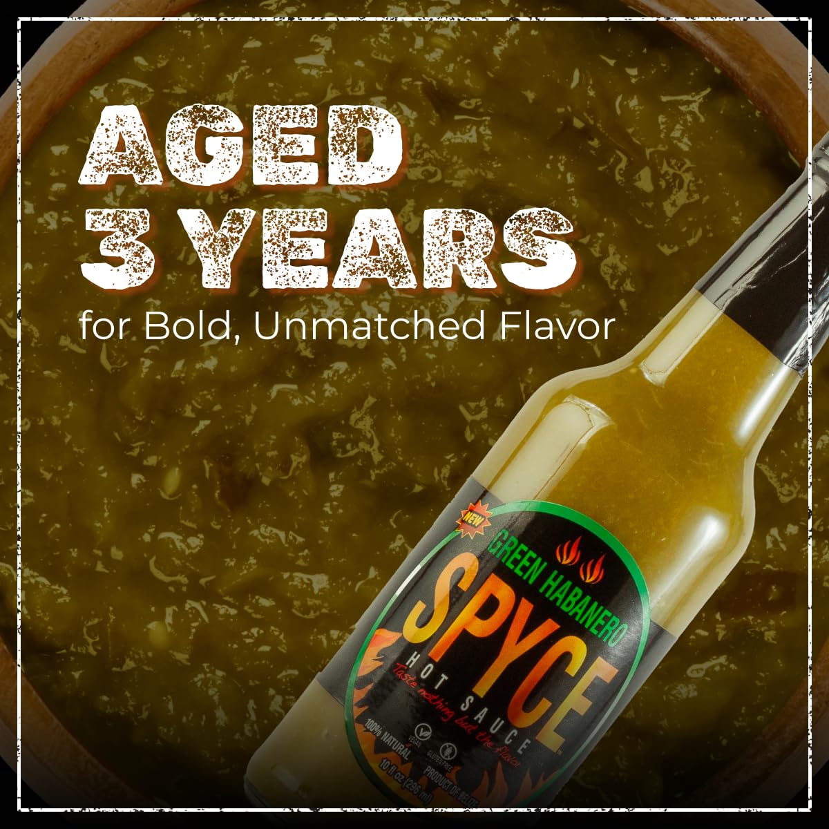 SPYCE Habanero Hot Sauce, Vegan, Gluten Free, Low Sodium, Non-GMO, No MSG, No Sugar, No Filler (10 oz, Green Habanero)