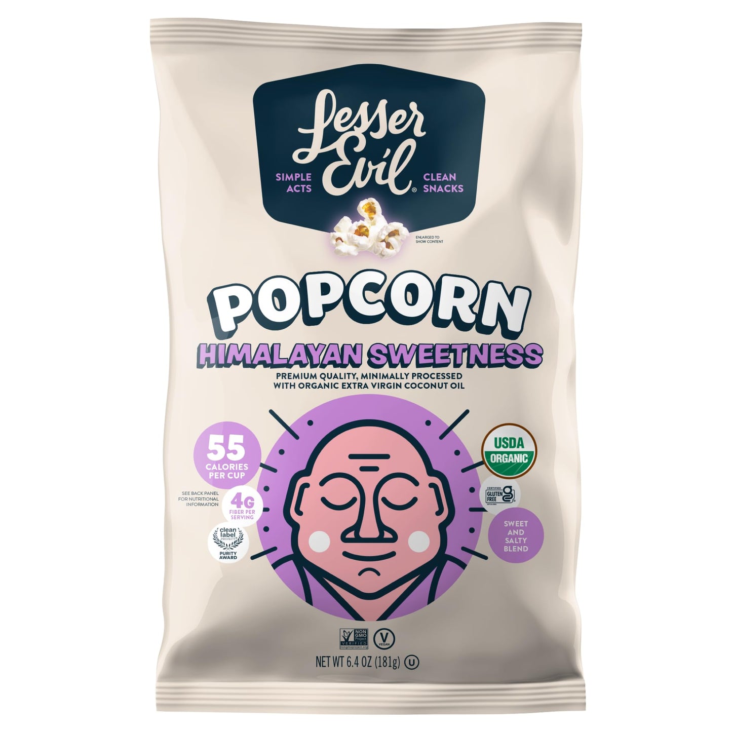 Lesserevil, Popcorn Bowl Sweet Organic, 7 Ounce