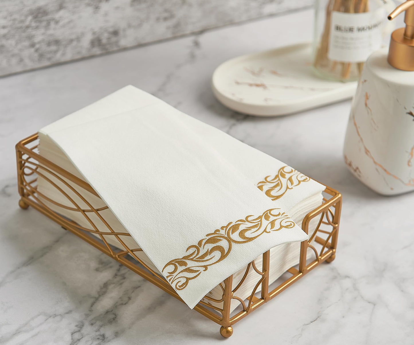 FOCUSLINE 100 Linen Feel Bathroom Napkins, Soft and Absorbent Disposable Guest Towels, Cloth-Like Paper Hand Towels Decorative Napkins for Dinners