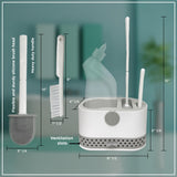 Silicone Toilet Brush and Holder Set with 2 Toilet Bowl Brushes, Ventilation Slots Base