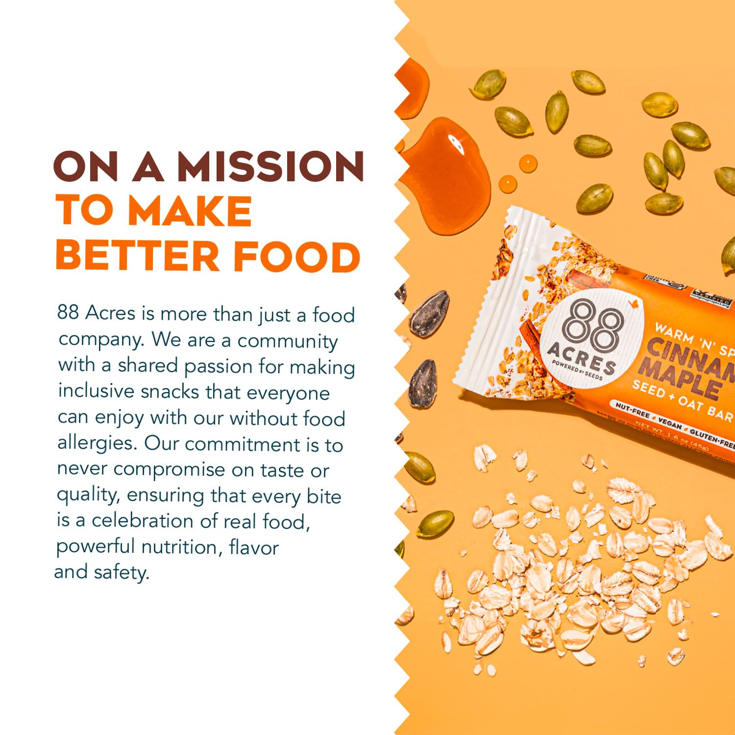 88 ACRES Cinnamon & Oats Seed Bar, 1.6 OZ