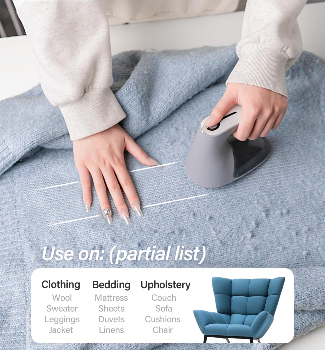 Bymore Fabric Shaver & Lint Shaver for Clothes and Furniture, Heavy Duty Sweater Shaver Lint Remover with Large 65mm Shaving Head, 6-Leaf Blades
