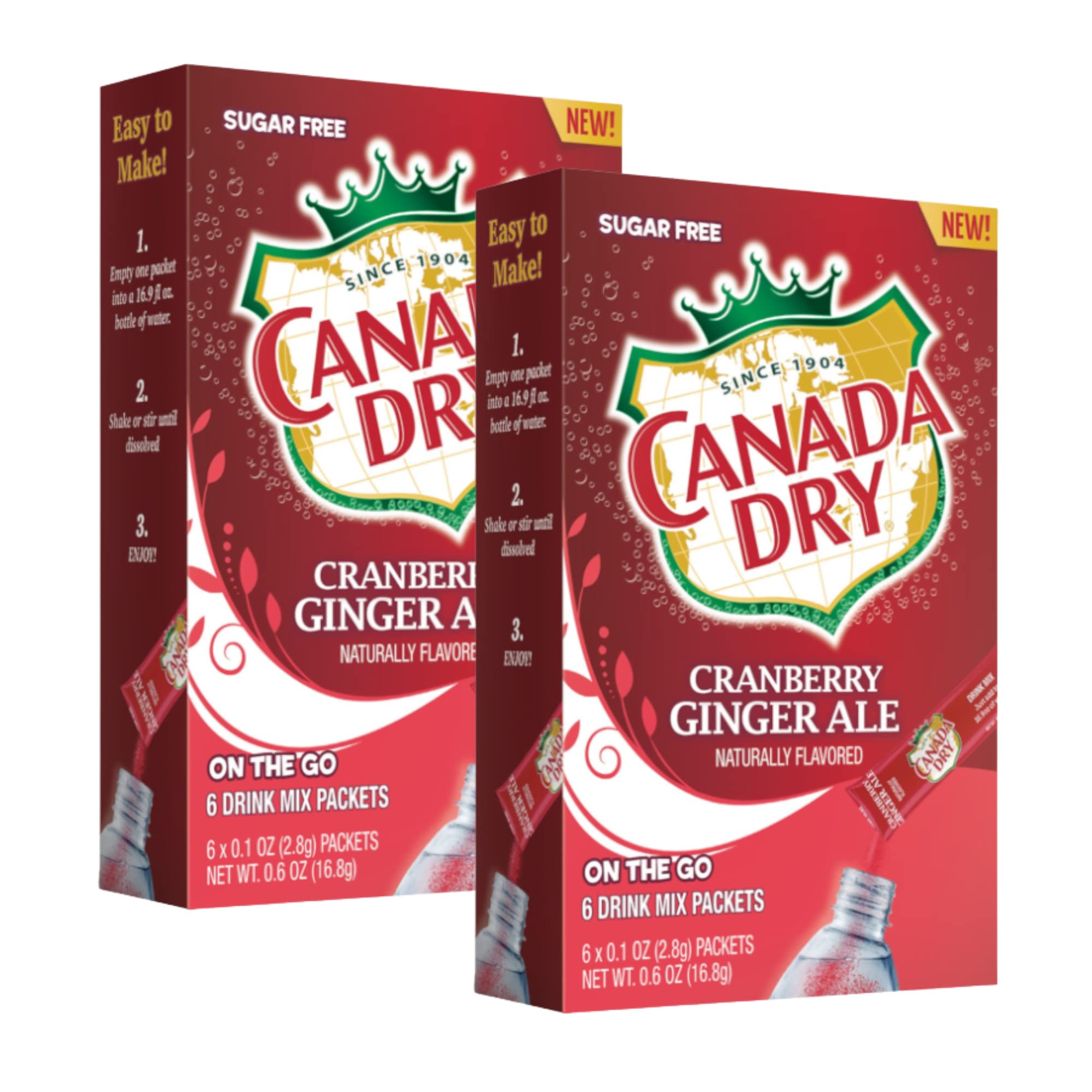LLE Canada Dry Powder Drink Mix Cranberry Ginger Ale Flavor, Sugar Free & Delicious Water Enhancer Easy to Prepare Powdered Beverages for Picnic