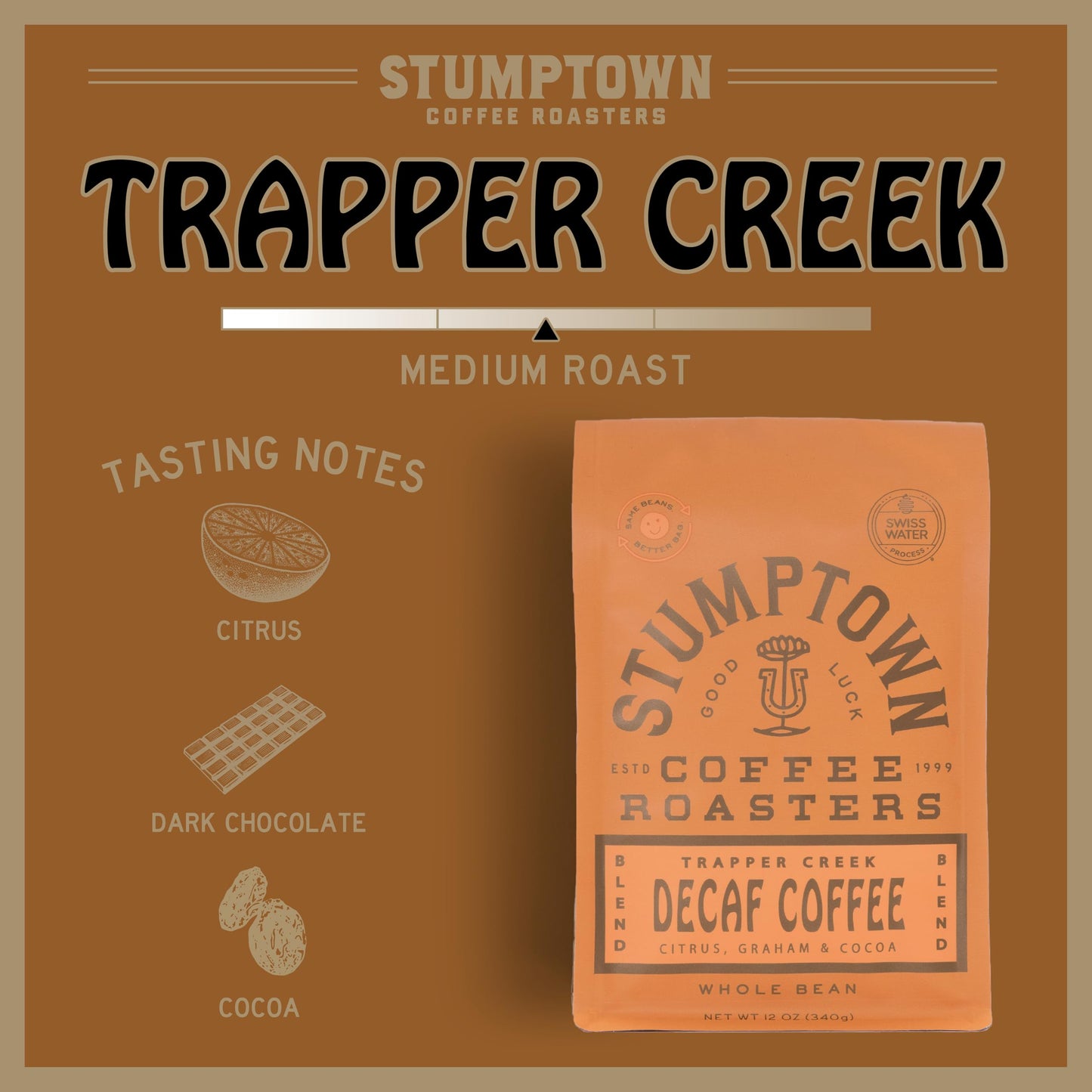 Stumptown Coffee Roasters, Dark Roast Whole Bean Coffee, 100% Arabica Coffee - Trapper Creek, 12oz Bag