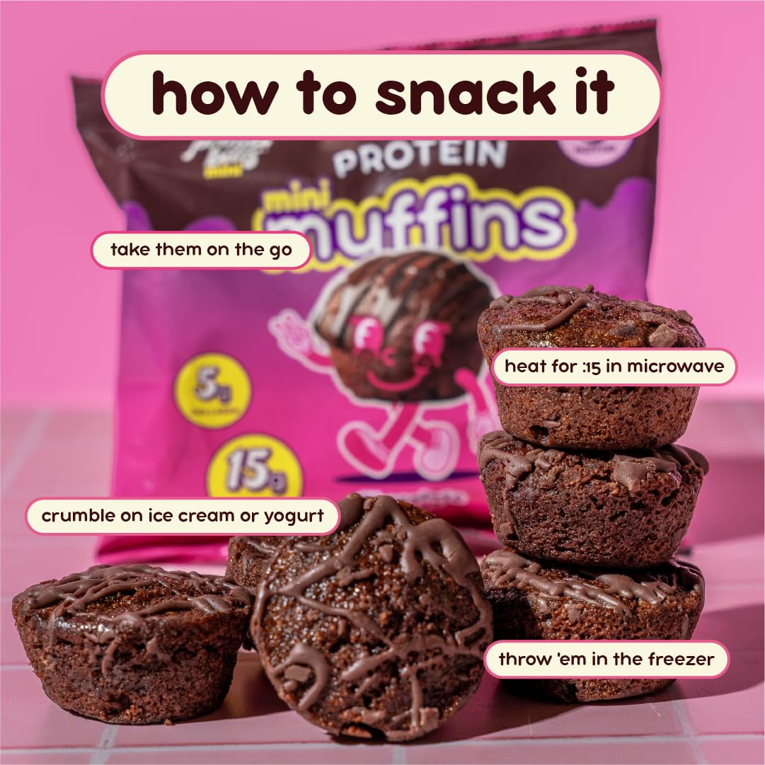 Prime Bites Minis - High Protein Muffin (12 Per Box, Chocolate Fudge) - 15g of Protein, 5g of Collagen, Gluten Free, Low Sugar Treat, Delicious
