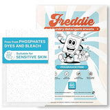 Freddie Low-Waste Laundry Detergent Sheets - Jug Free Format - Pre-Measured Strips - 60 Loads - Unscented for Sensitive Skin