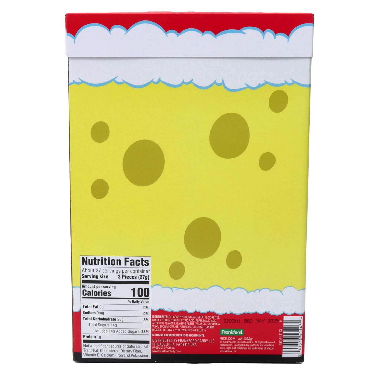SpongeBob SquarePants Krabby Patty Gummy Candy Santa Box, 80 Count, Christmas Stocking Stuffers and Gifts, by Frankford Candy