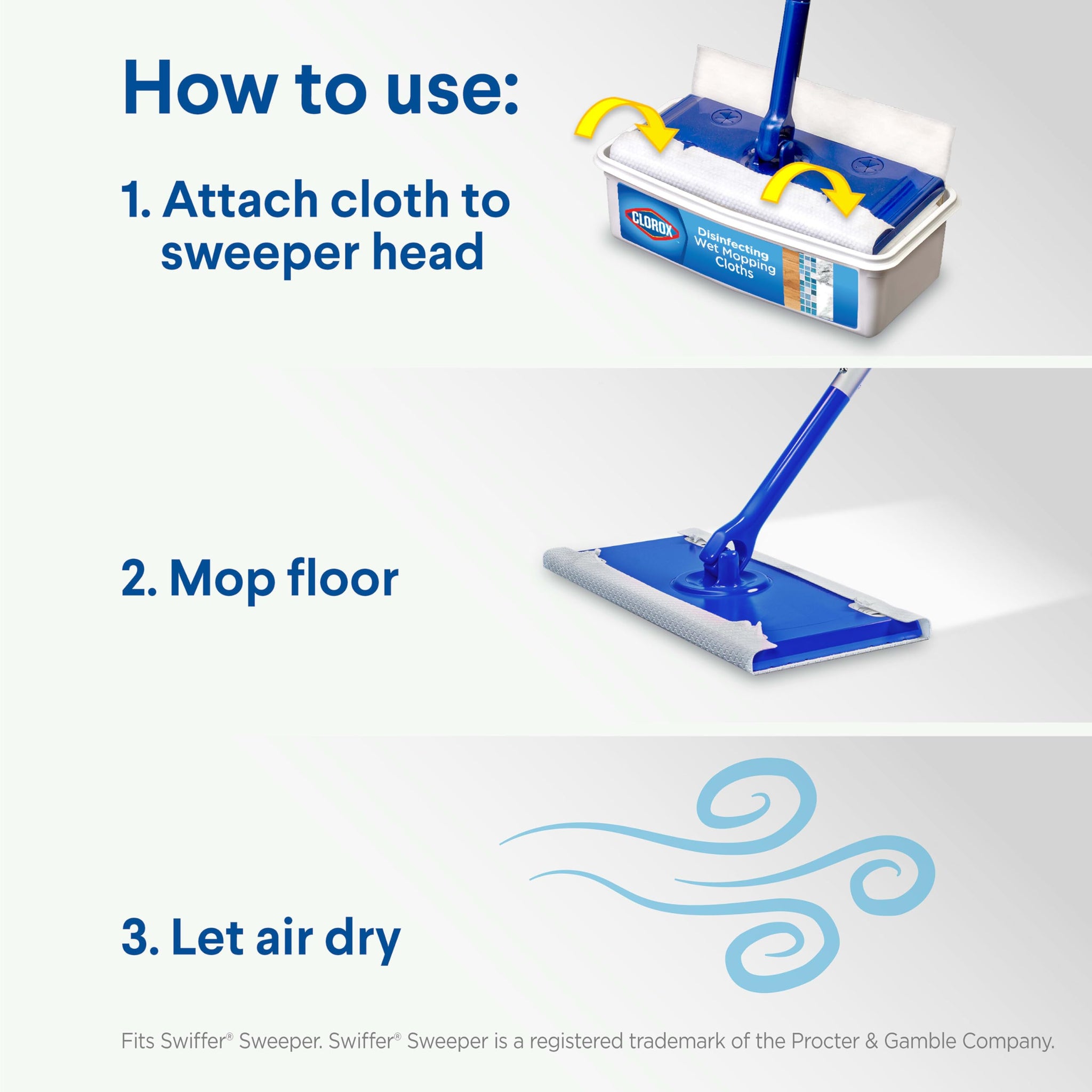 Clorox Disinfecting Wet Mopping Cloths, Rain Clean, 12 Wet Refills (Package May Vary)