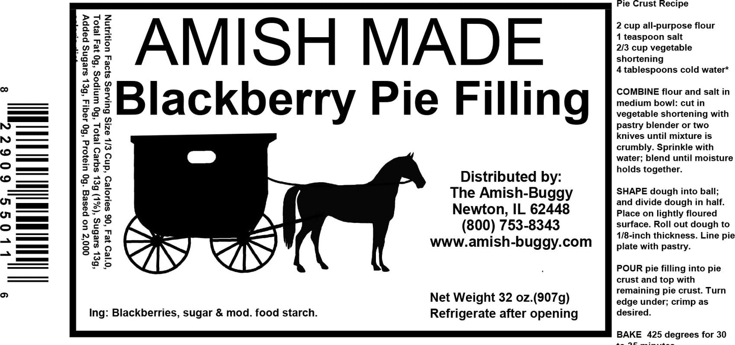 Amish Pie Filling - TWO 32 Oz Jars (Blackberry)
