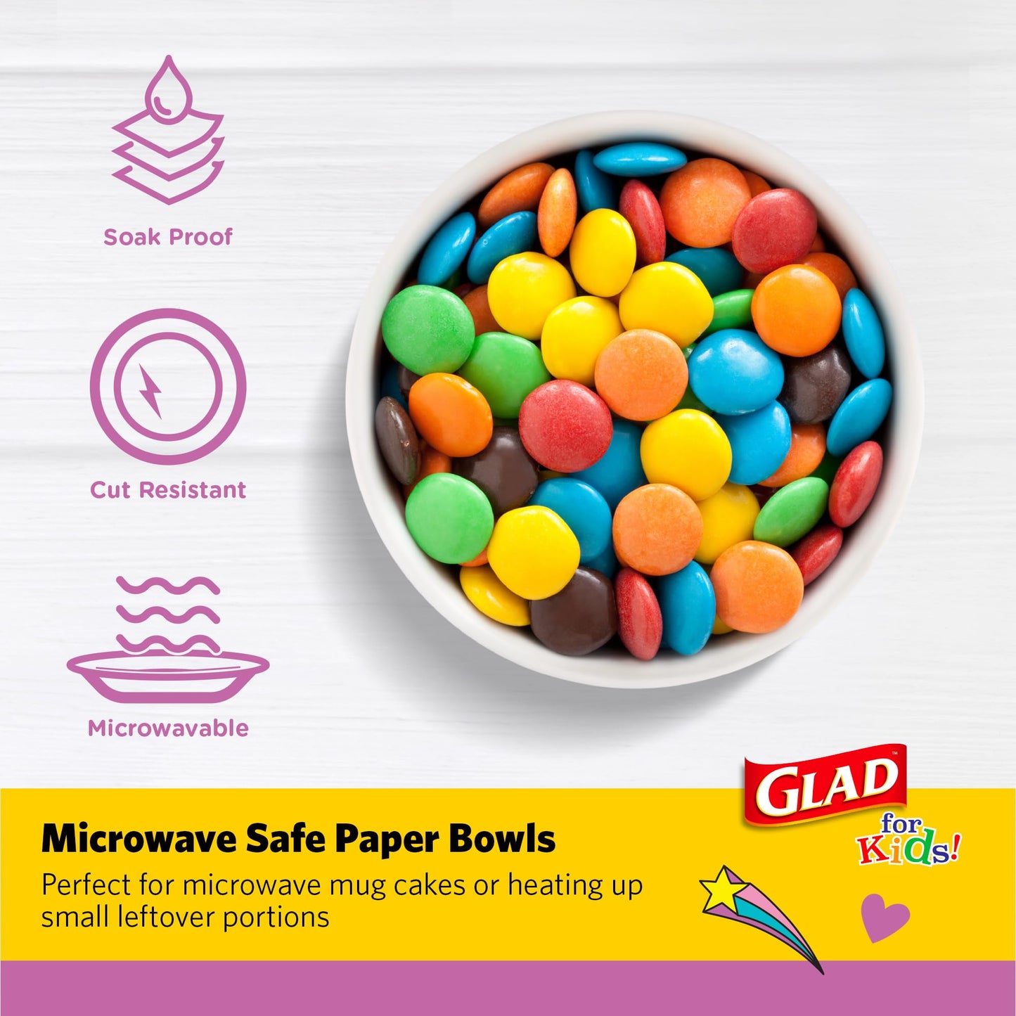 Glad for Kids Unicorns Paper Snack Bowls, Disposable Paper Bowls for Kids Snacks and Parties, Sturdy Microwave Safe Bowls for Everyday Use and Easy