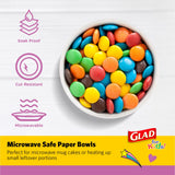 Glad for Kids Unicorns Paper Snack Bowls, Disposable Paper Bowls for Kids Snacks and Parties, Sturdy Microwave Safe Bowls for Everyday Use and Easy