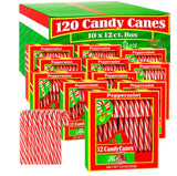 Candy Cane (120 count) Peppermint Flavored | Red & White Stripes Individually Wrapped |BULK | (10 Boxes (12ct) 120 Total)