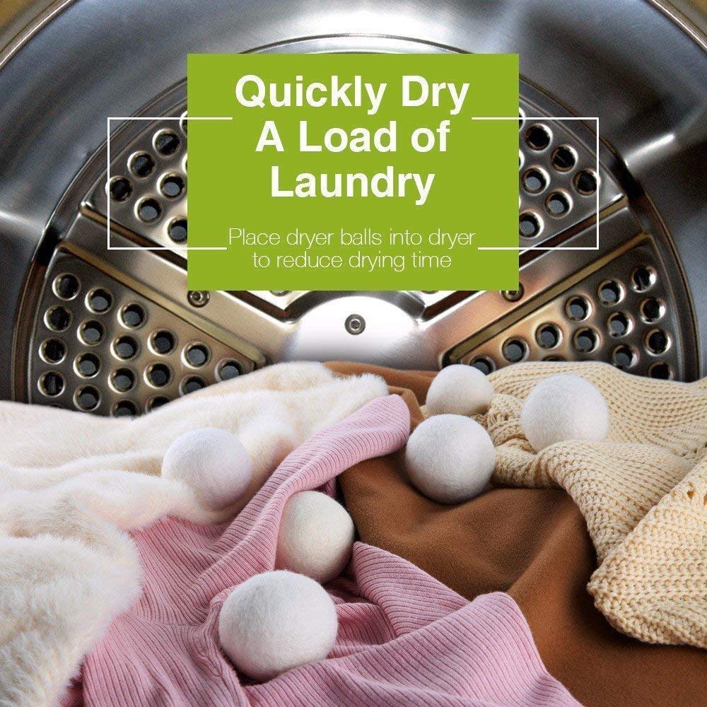 Wool Dryer Balls, Made from Premium Reusable New Zealand Wool, Fabric Softener, Reduce Wrinkles & Static Electricity, Shorten Drying Time Naturally