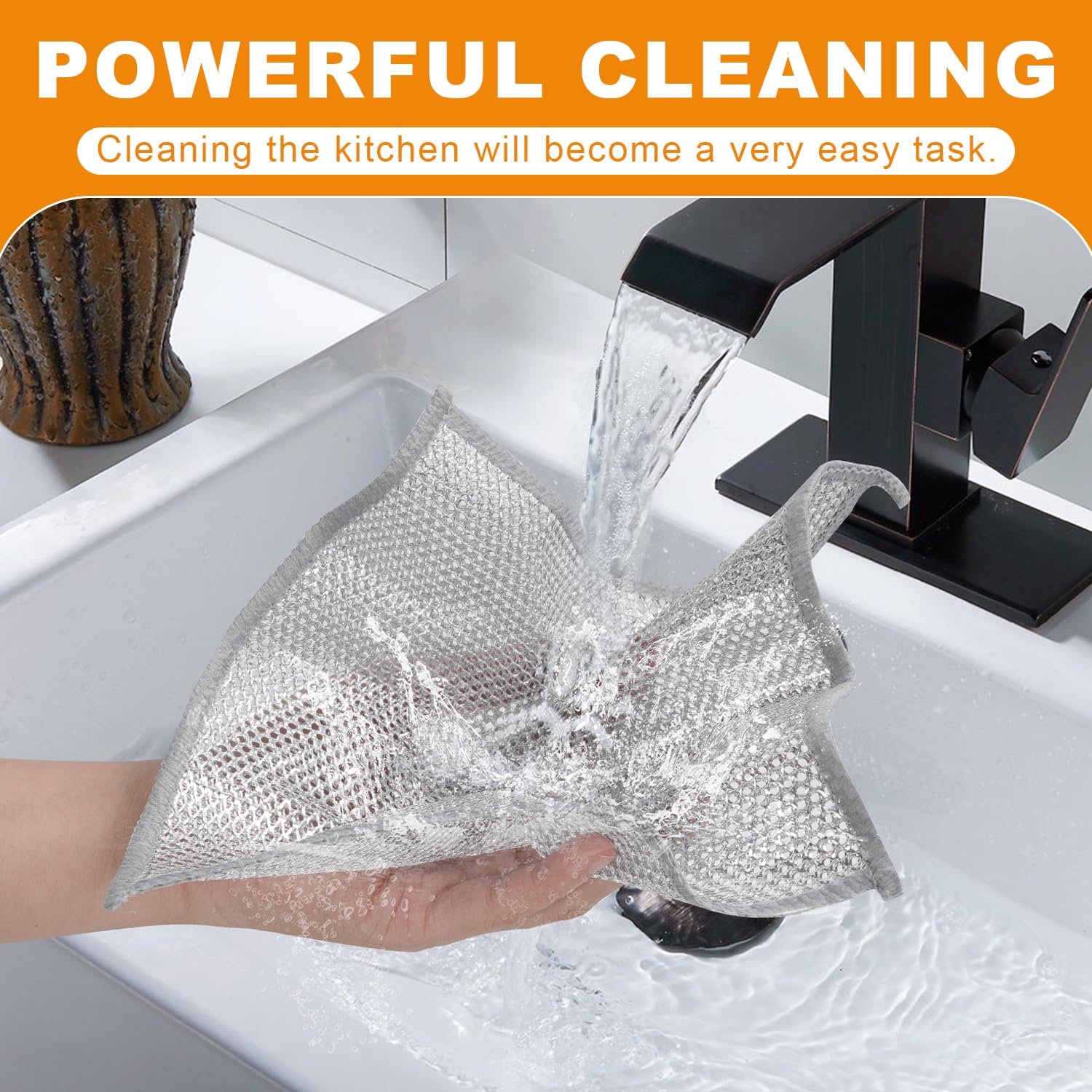 20 Pcs New Upgrade 3-Layer Metal Dish Cloth, No Scratches Wire Cleaning Cloth , Reusable Multipurpose Wire Dishwashing Rag for Kitchen Cleaning