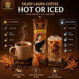 Laura Cordyceps Mushroom Coffee, Vietnamese Instant Coffee 3 in 1, Energy Focus Coffee Mix, 10 Sachets, Strong Coffee Flavor
