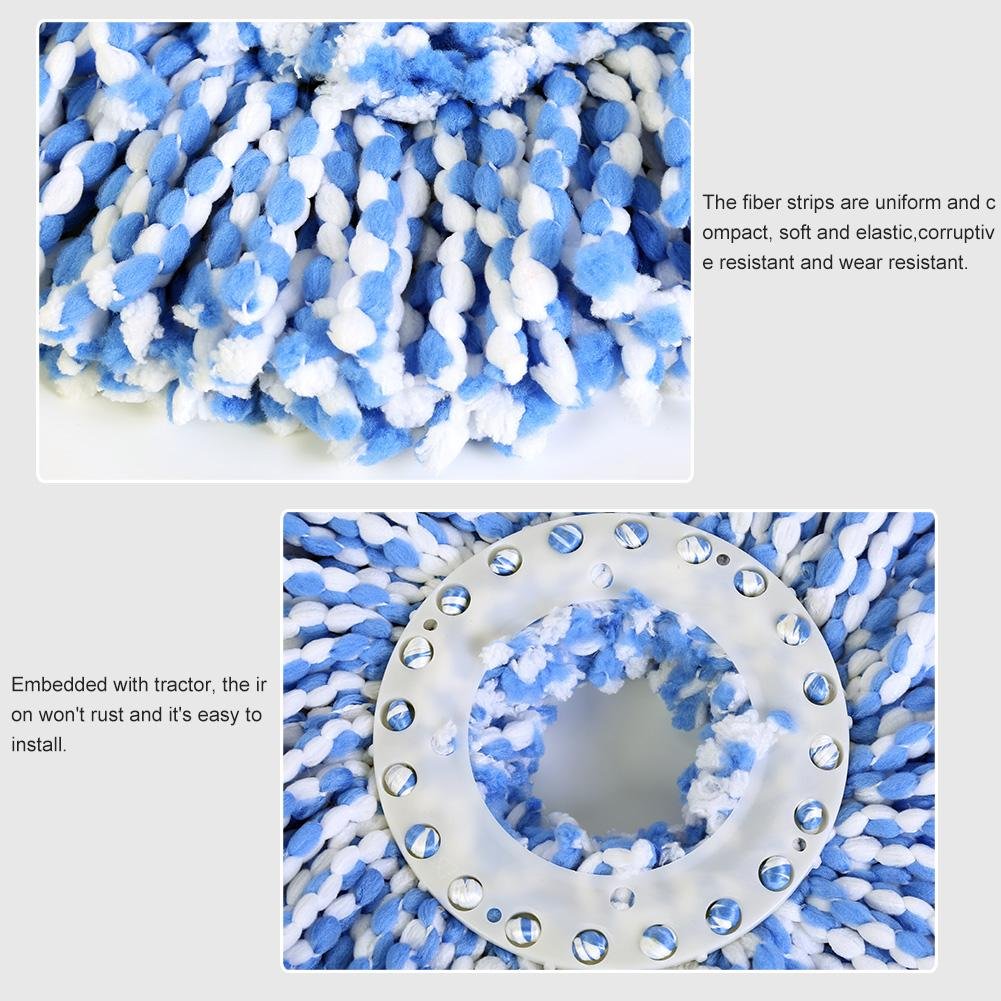 Huhushop Spin Mop Head Refills Microfiber Round Spin Mop Head Replacement for Universal Spin Mop System Perfect for Home Commercial Use (Blue+White)