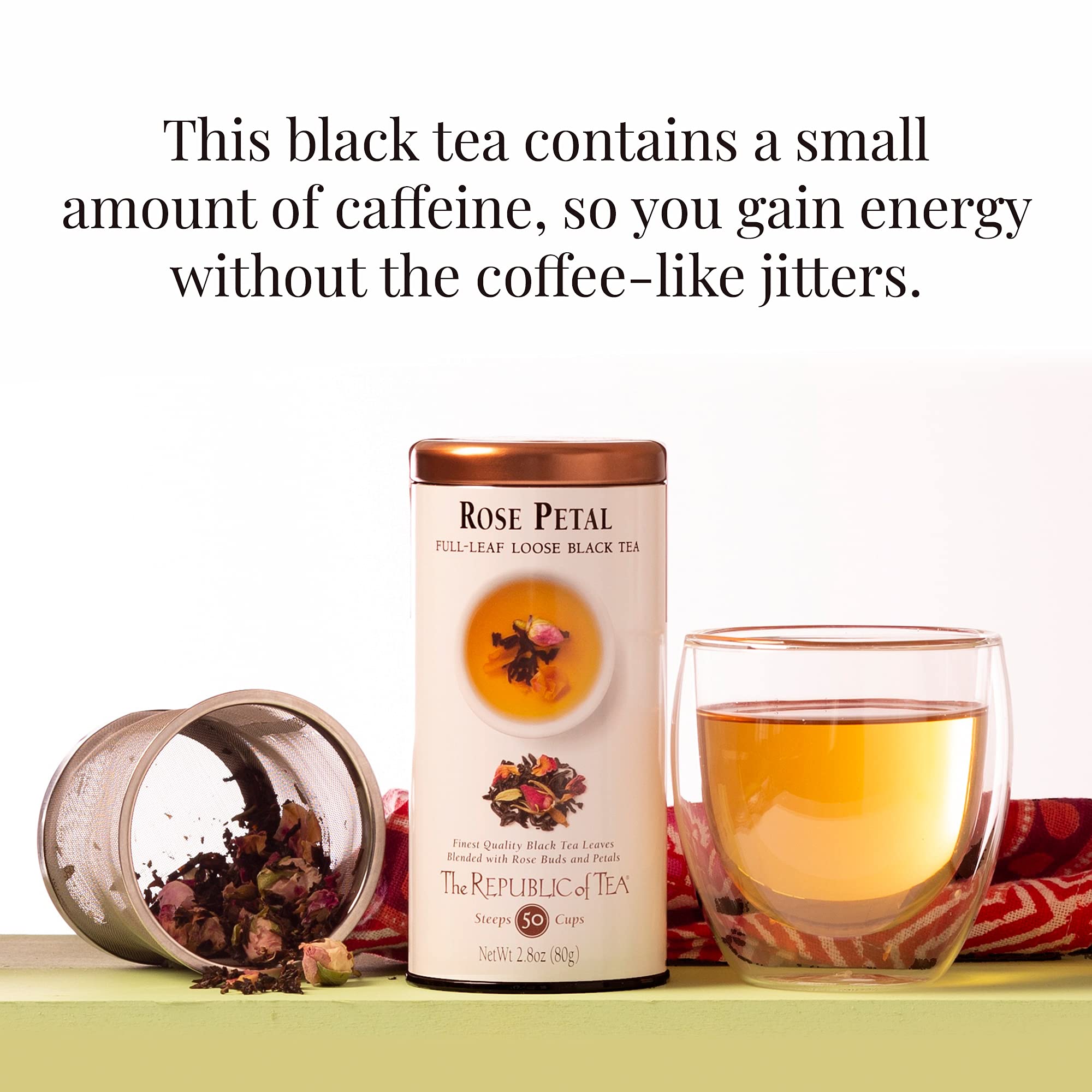 The Republic of Tea Rose Petal Full-Leaf Loose Black Tea, 1 lb Bag | Steeps 200 Cups | Caffeinated