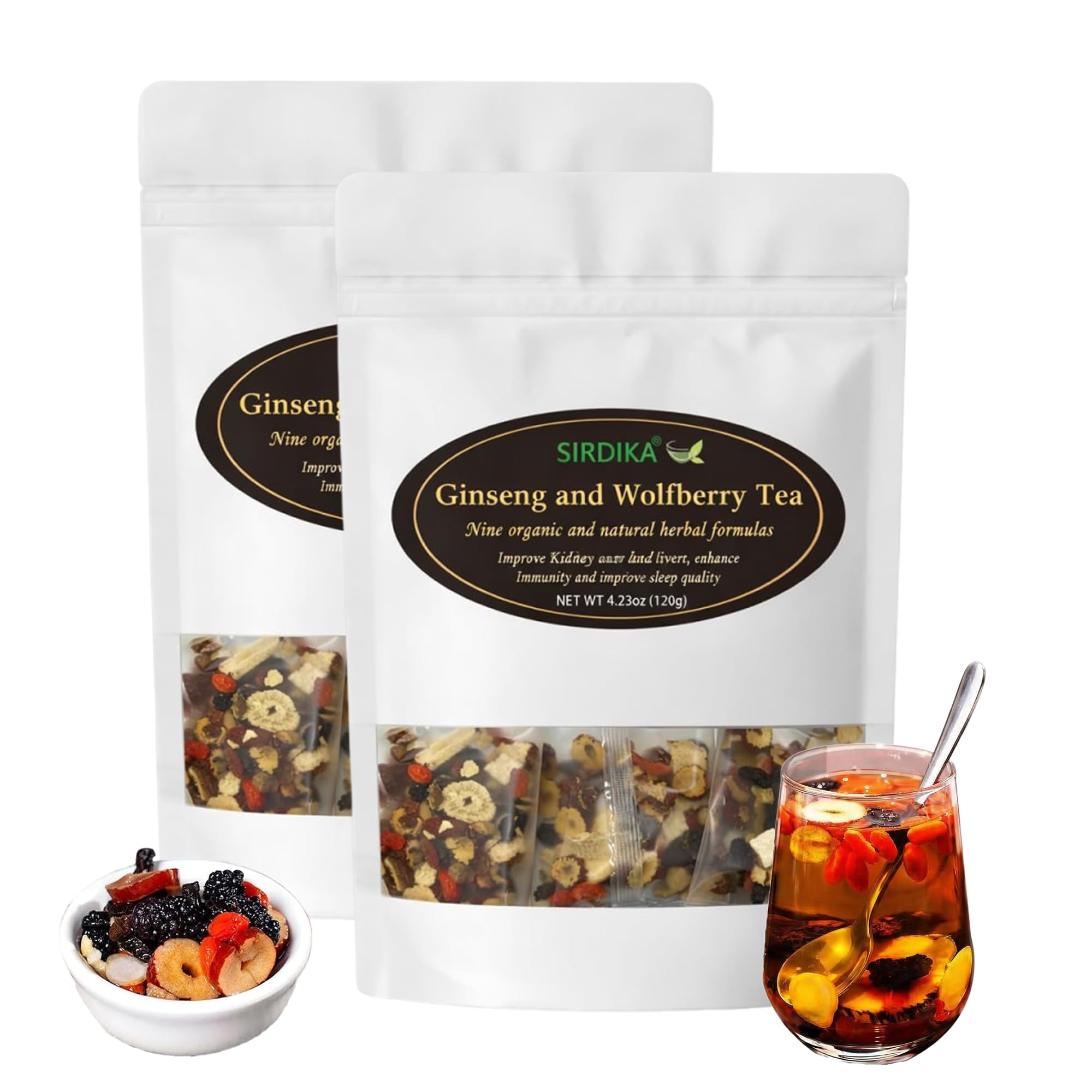 Kidney Cleanse Detox & Repair | Ginseng Nine Treasure Tea, Goji Berries Tea | Liver and Kidney Cleanse Detox & Repair for Women & Men(2 Bags (24PCS)