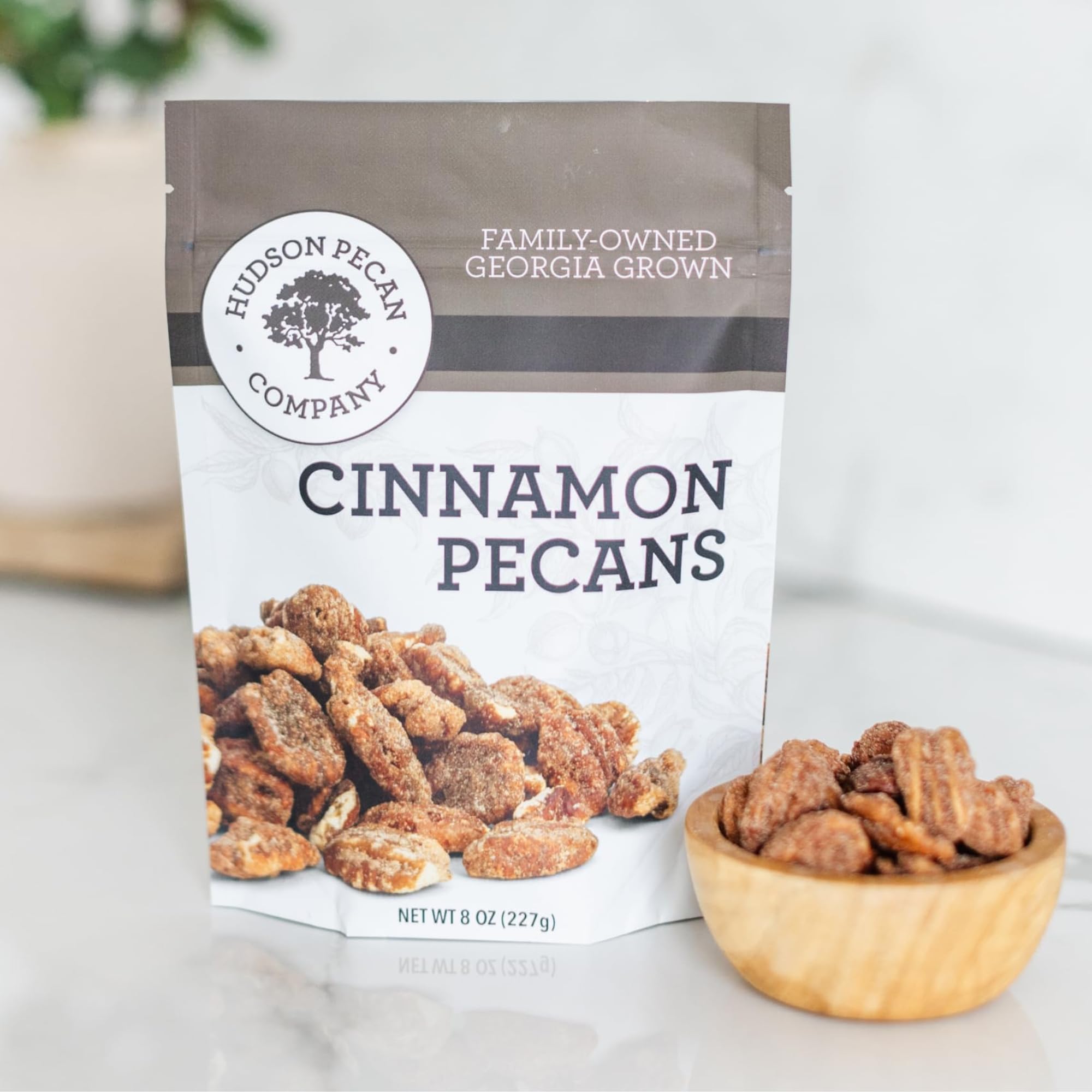 HUDSON PECAN COMPANY: Cinnamon Candied Pecans | Georgia Grown Family Owned. Cinnamon & Sugar Candy Coated, Expertly Baked to Perfection, (Perfect