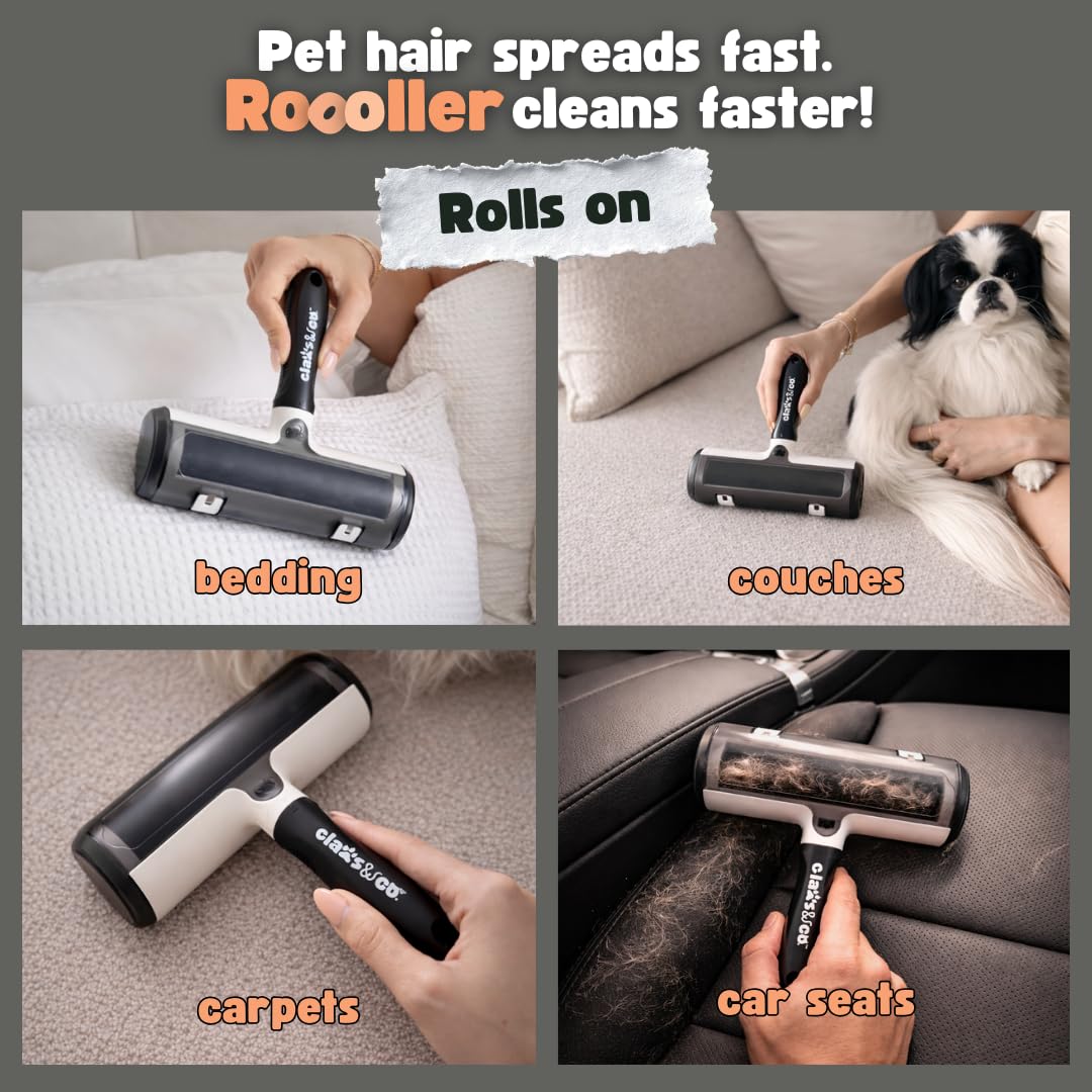 Claws & Co. Pet Hair Remover Roller: USA Owned Brand - Magic Pet Hair Removal Tool for Dog and Cat Hair - Reusable Lint Remover Roller Works on