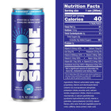Sunshine Sparkling Energy Drink, Blueberry Lemonade with Daily Essential Vitamins, 360mg of Electrolytes, 70mg of Natural Caffeine, 12 Fl Oz (Pack