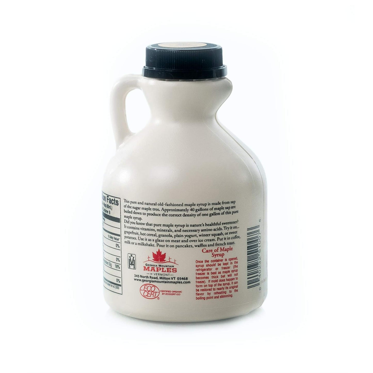 Georgia Mountain Maples of Vermont, Organic Maple Syrup, Dark Color Robust Taste, 16 oz.