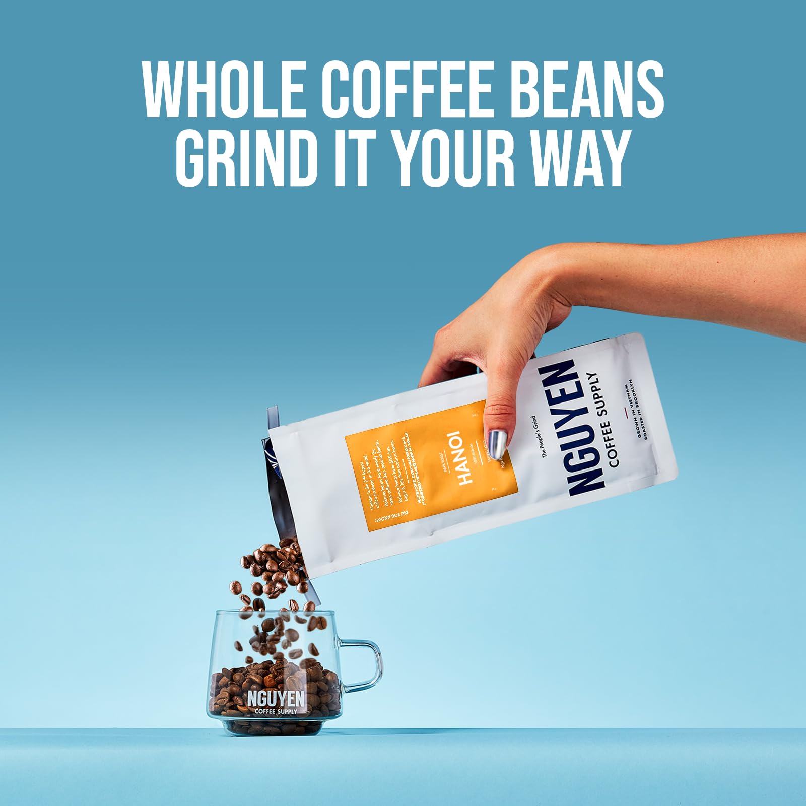 Nguyen Coffee Supply - Hanoi Robusta: Dark Roast Premium Whole Coffee Beans, Vietnamese Single Origin, Direct Trade, Low Acid with High Caffeine