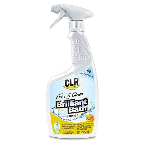 CLR Brands® Brilliant Bath Foaming Bathroom Cleaner Spray Free & Clear, No Added Dyes or Fragrances, Soap Scum and Hard Water Stain Remover, Use on
