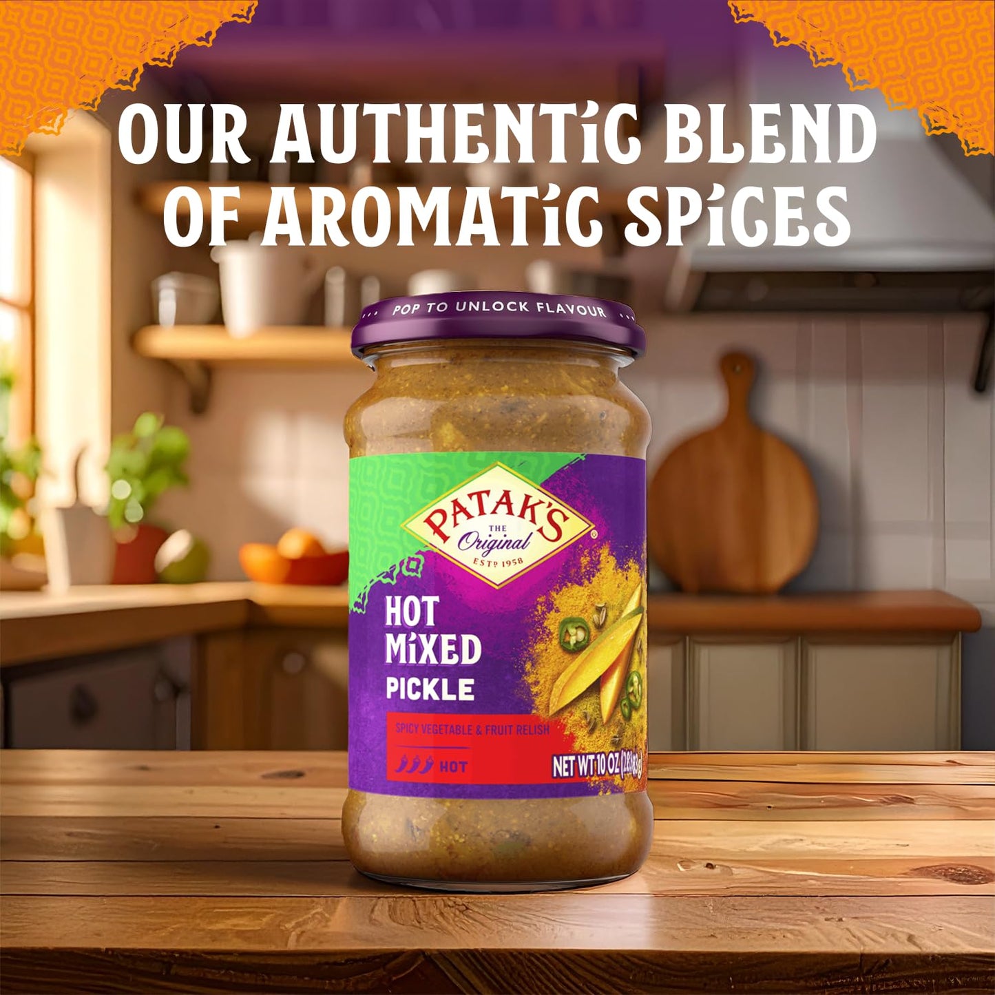 Patak’s Hot Mixed Pickle - Authentic Indian Relish w/Mangoes, Carrots, Limes, Chili Peppers & Aromatic Spices -Perfect for Sandwiches, Salads & Cold