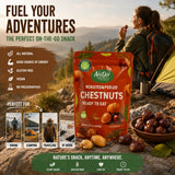 Roasted Chestnuts - Ready to Eat, Whole, Peeled & Cooked, Healthy Snack for Cooking & Baking, Vegan, Gluten Free - 3.5 oz (Pack of 6) - Nutjoi