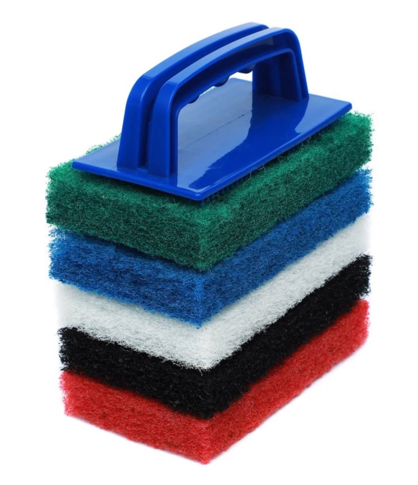 Pro-Graad 6pcs Scrubbing Pad Kit Interchangeable Reusable Handle | 5 Different Scrubbing & Scouring Pads: Red, White, Blue, Green, Black |