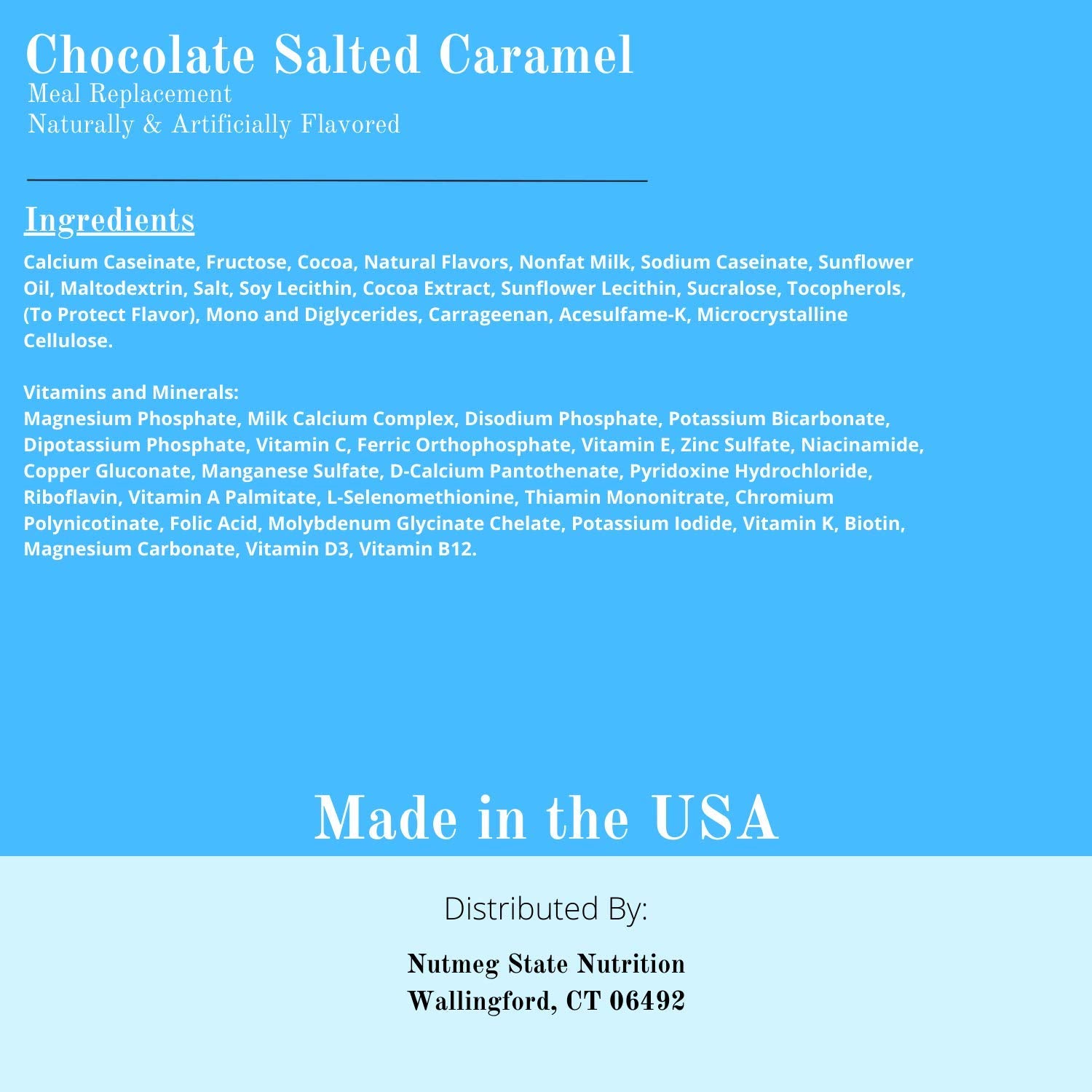 Nutmeg State Nutrition High Protein Meal Replacement Weight Loss Shake/Low-Carb Diet Shakes & Pudding Mix (15g Protein) - Chocolate Salted Caramel