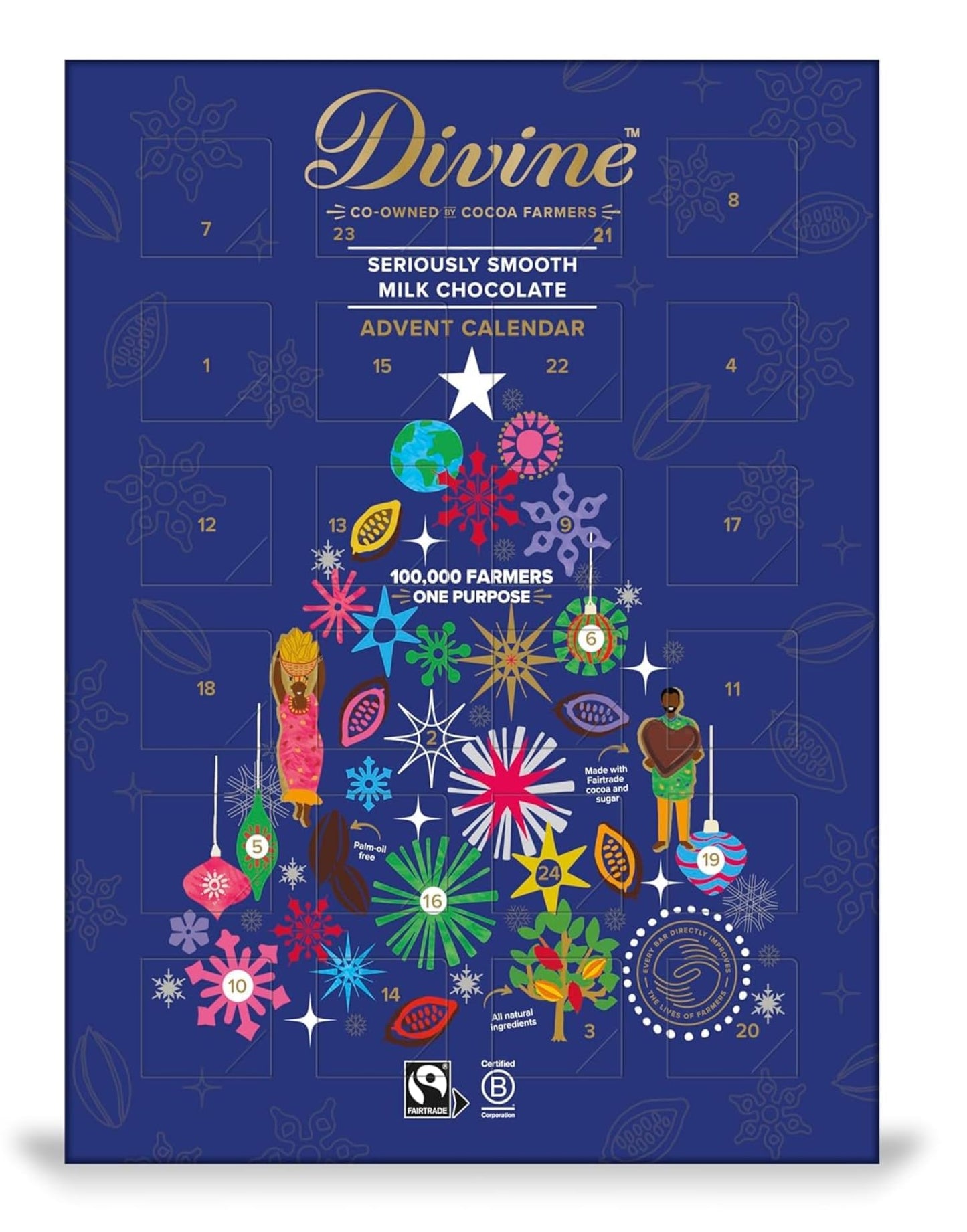 Divine Advent Calendars - Pack of 2 - Milk Chocolate - Delicious Traditions for Friends and Family - Great for Sharing - Great Taste and Fun to Use