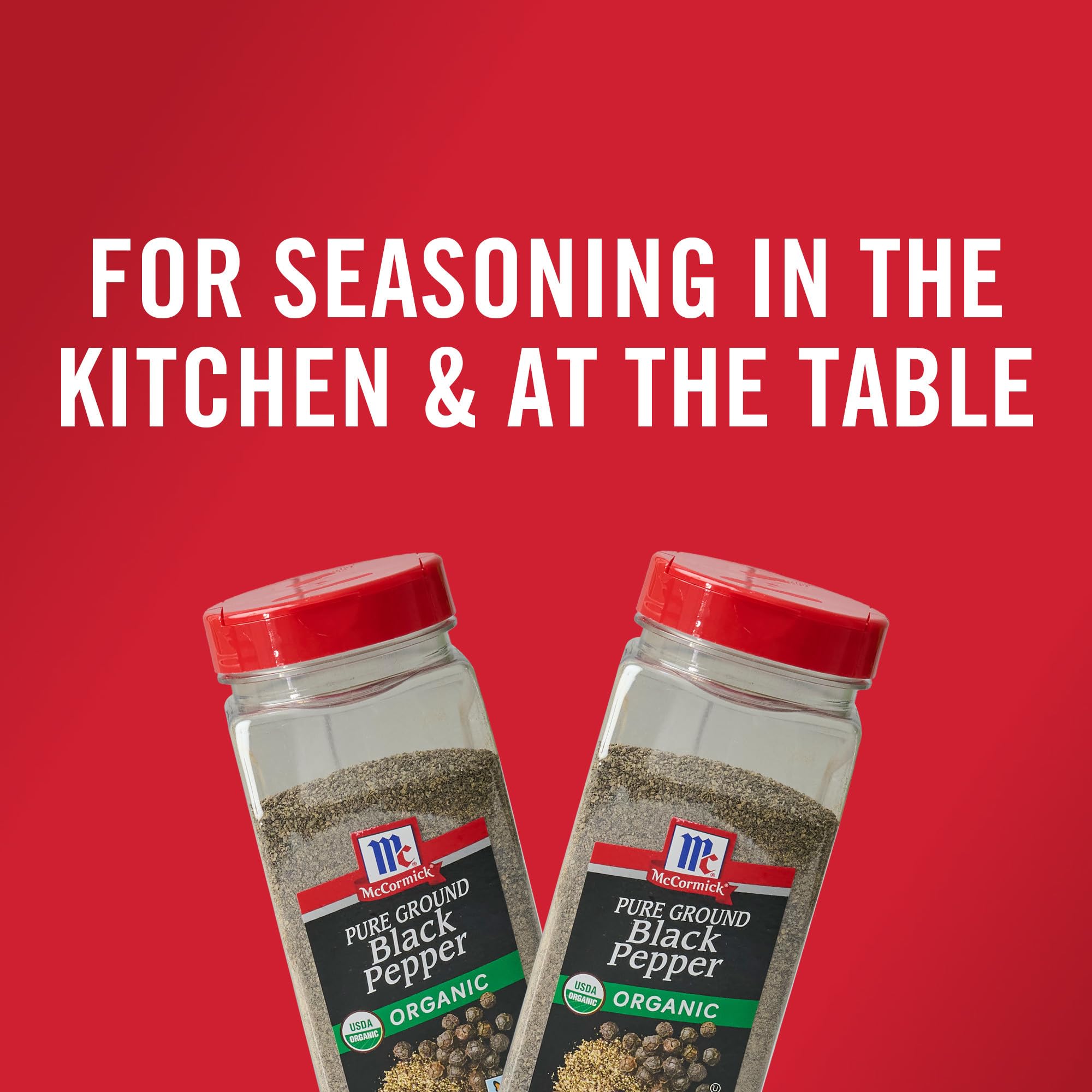 McCormick Black Pepper, Pure Ground, Organic, Non GMO, Enjoy Distinctive Pepper Flavor While Cooking & Tableside, 12 oz