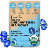 KHWAN'S TEA Butterfly Pea Flower Tea, USDA Organic Loose Dried Whole Flowers 1.8 oz (50g), 120+ Cups, Caffeine-Free Antioxidant-Rich Herbal Tea