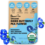 KHWAN'S TEA Butterfly Pea Flower Tea, USDA Organic Loose Dried Whole Flowers 1.8 oz (50g), 120+ Cups, Caffeine-Free Antioxidant-Rich Herbal Tea