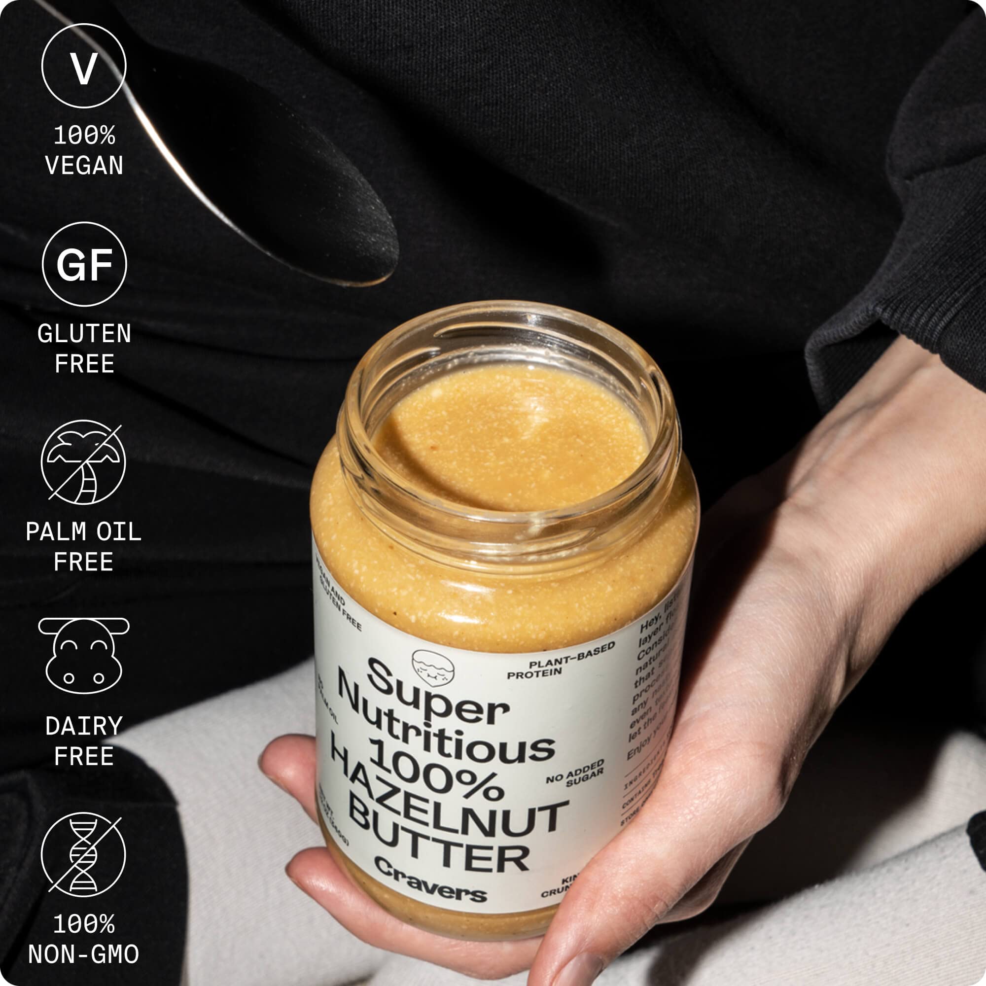 Cravers 100% Hazlenut Butter Spread, All Natural Keto Snack, Low Carb, Sugar Free, Gluten Free, Paleo, Vegan, Kosher, Non-GMO & High Protein, Hazelnut