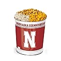 Colby Ridge 3 Way Football Popcorn Tin - White, Caramel, and Cheese Gourmet Craft Popped Gluten Free (3 Gallon - Nebraska)