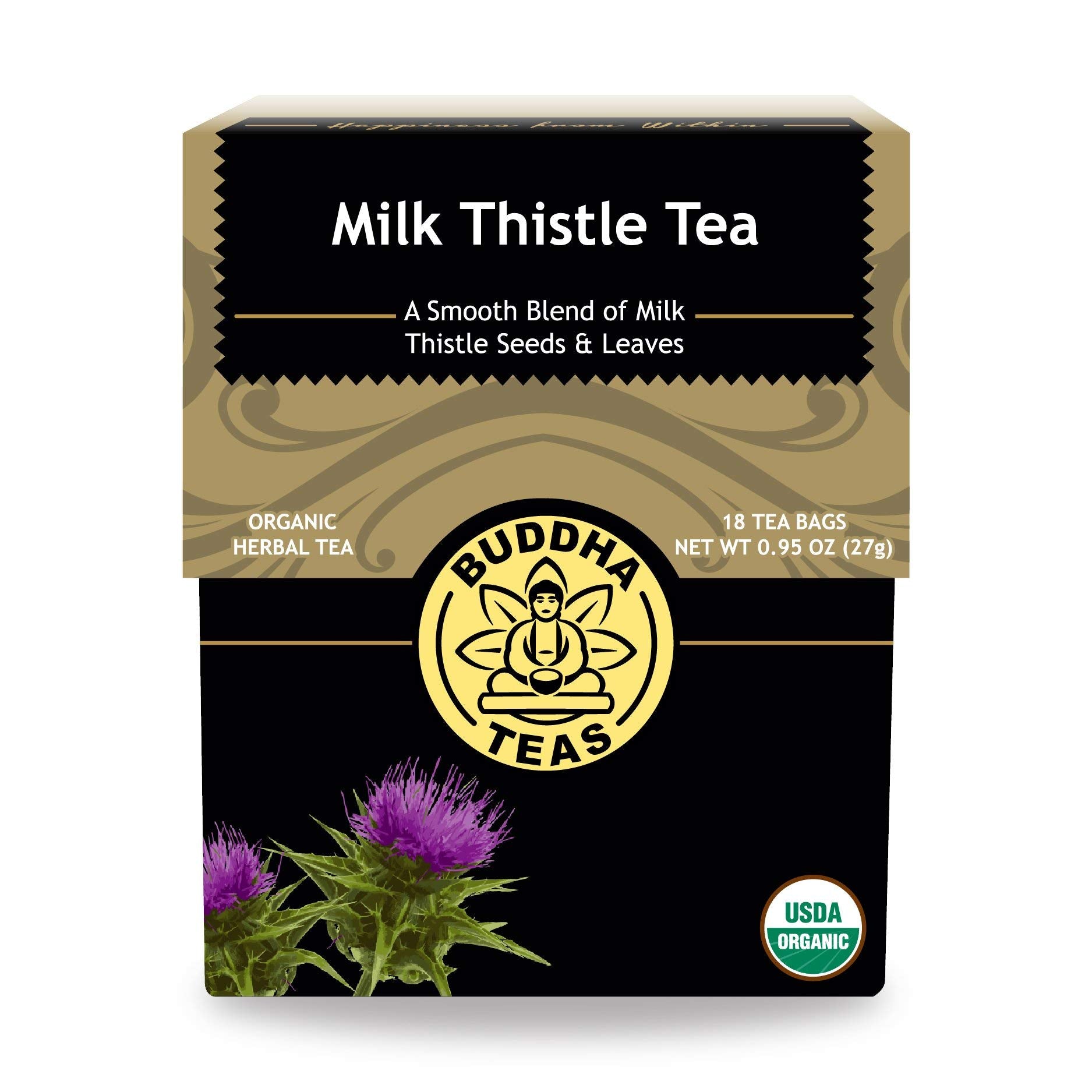 Buddha Teas - Organic Milk Thistle Tea - Herbal Tea - Single Ingredient - Mild, Earthy, Nutty Taste - Enjoy Hot or Cold - Caffeine Free - 100% Kosher