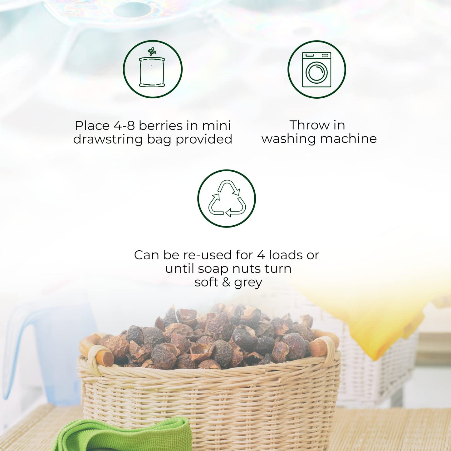 Soap Nuts Organic Berries for Laundry 330 Loads 2.2 Lbs Bulk Bag of Soap Nuts Unscented Soapberries are Nature's Alternative Detergent with Burlap