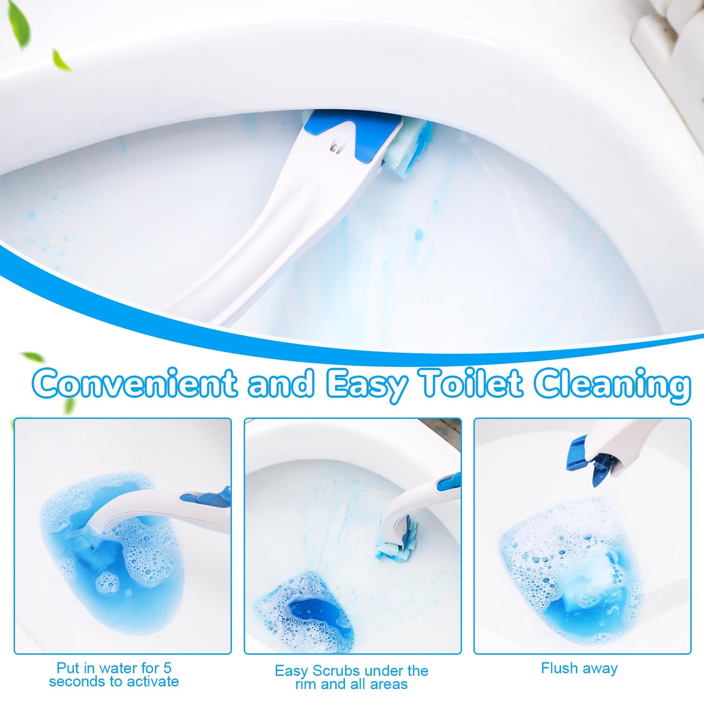 Effacera 36 Refills Disposable Toilet Bowl Paper Bulk Toilet Fresh Flushable Refills for Bathroom Toilet Brush Accessories Supplies Starter Kit