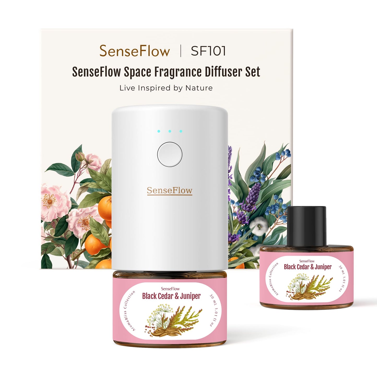 Senseflow Plug-in Air Freshener for Home, Waterless Essential Oil Diffuser for Bedroom and Bathroom, Non-Toxic Formula for Pets and Nursery, 120 Days