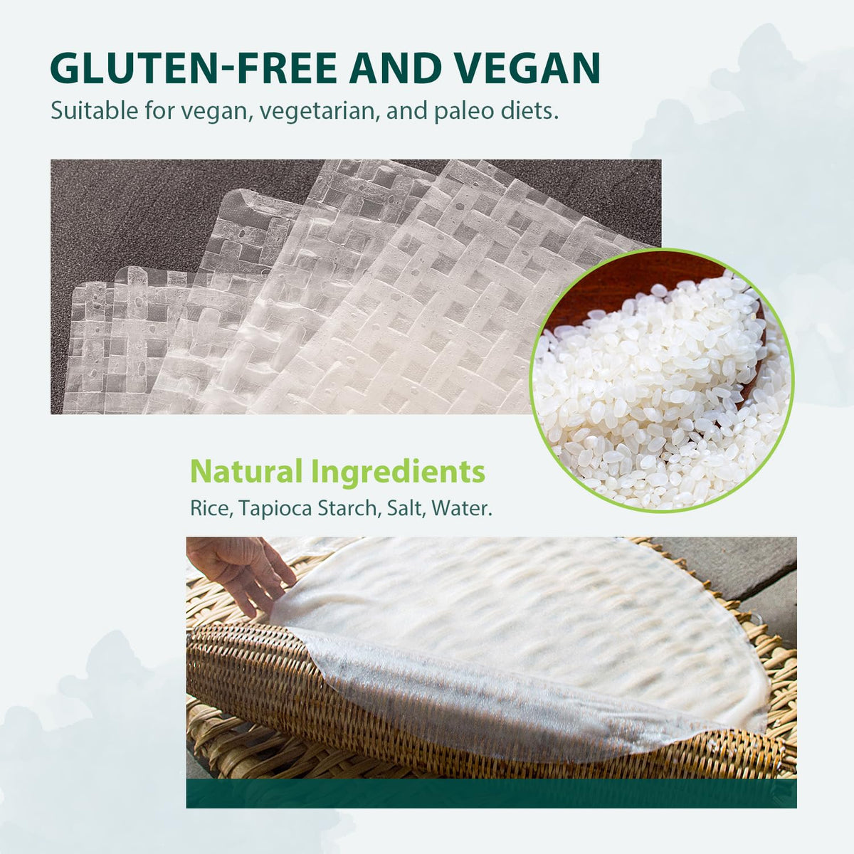 Soeos Rice Paper, 1 Pack, 34 Sheets, Square, 22cm